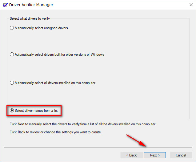 Driver Verifier Manager Windows 10